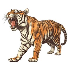 Naklejka premium Tigers cartoon Vintage