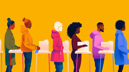 Obraz premium american people voting on election day
