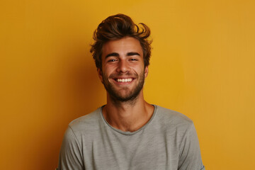 Fototapeta premium A close up portrait of a young man with a subtle smile