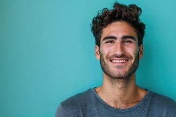 Obraz premium A close up portrait of a young man with a subtle smile