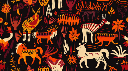 Seamless pattern of burnt-style graphics.