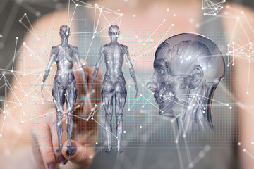 digital medical futuristic interface 3D rendering
