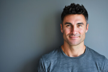 Obraz premium A close up portrait of a young man with a subtle smile
