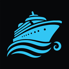 Big cruise ship clip art. Flat monochrome vector illustration