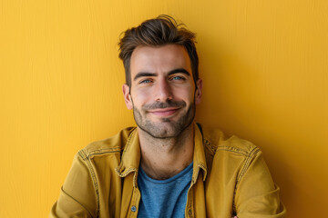 Obraz premium A close up portrait of a young man with a subtle smile