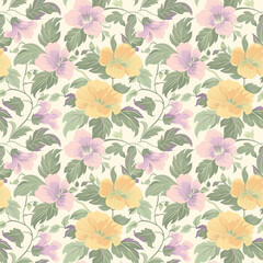 Floral variety color, form natural, seamless fabric pattern.