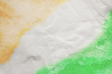 The Indian flag painted on white paper with watercolor