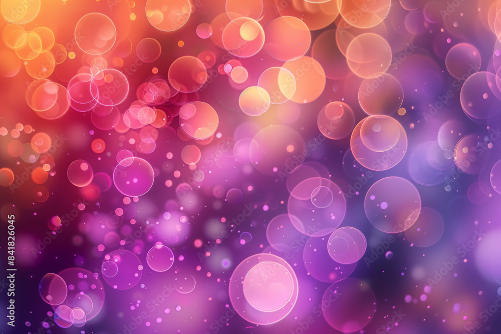 Poster abstract background of vibrant bokeh lights with gradients of pink, purple, orange, and red creating