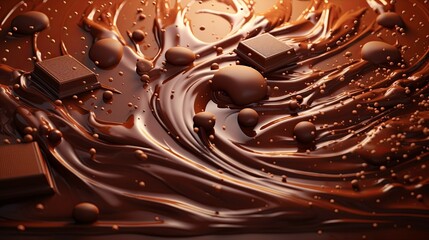 Luxurious Chocolate Splash Abstract Background in 3D Illustration for Stunning Visuals