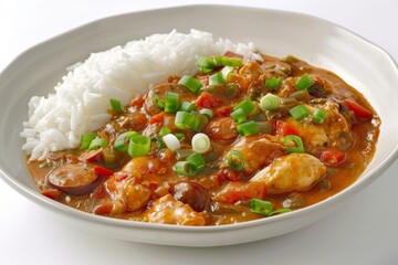 Tempting Bang! Gumbo with Chicken, Andouille Sausage, and Okra in Elegant Bowl