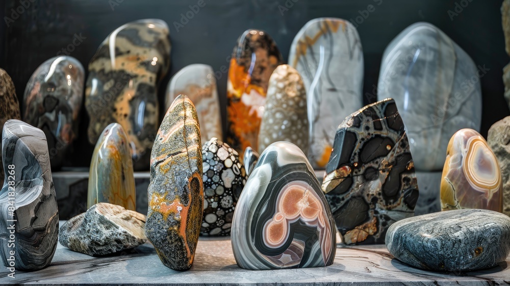 Poster stones displaying intriguing forms and surfaces