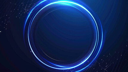 Obraz premium Abstract glowing circle lines on a dark blue background. Geometric stripe line art design. Modern shiny blue lines. 