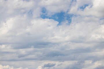 Image of a partly cloudy sky with blue patches