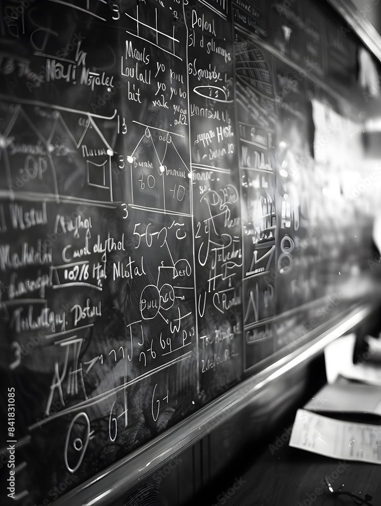 Aufkleber detailed chalkboard with formulas and equations representing academic knowledge learning and problem