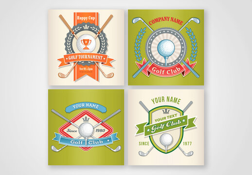 Four Design Template for Golf Related Sport Logos