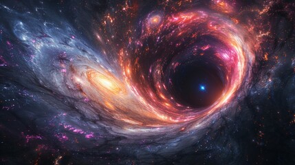 'Cosmic Black Hole Encounter: Stunning Close-Up Double Exposure Silhouette in Ultra HD with Deep Colors and Copy Space'