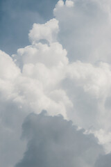 white thunderclouds in blue sky. summer cumulus clouds before rain. Beautiful view of nature and sky abstract background. photos of nature, elements, weather