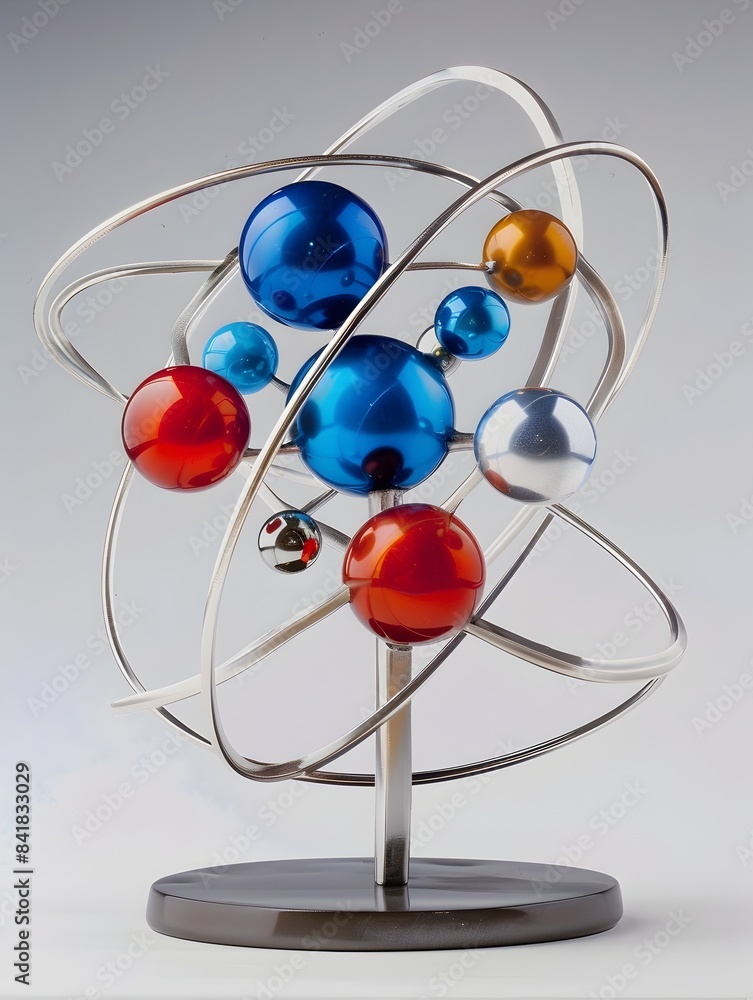 Aufkleber conceptual atomic model with sphere particles representing elements