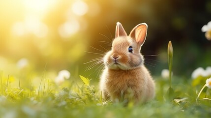 cute animal pet rabbit or bunny smiling and laughing isolated with copy space for easter background, rabbit, animal, pet, cute, fur, ear, mammal, background, celebration, generate by AI