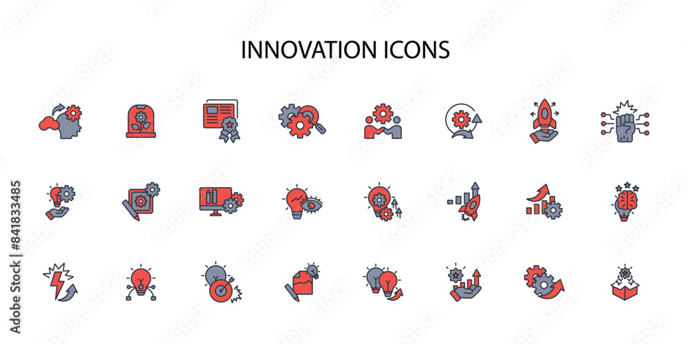 Poster innovation icon set.vector.editable stroke.linear style sign for use web design,logo.symbol illustra