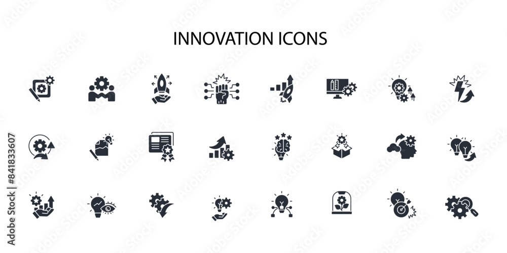 Poster innovation icon set.vector.editable stroke.linear style sign for use web design,logo.symbol illustra