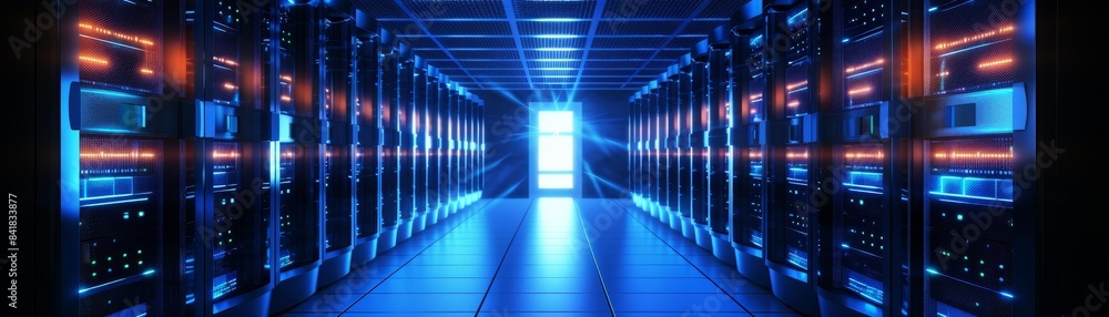 Poster server room or server computers with servers racks
