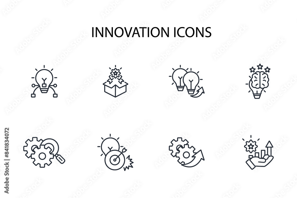Poster innovation icon set.vector.editable stroke.linear style sign for use web design,logo.symbol illustra