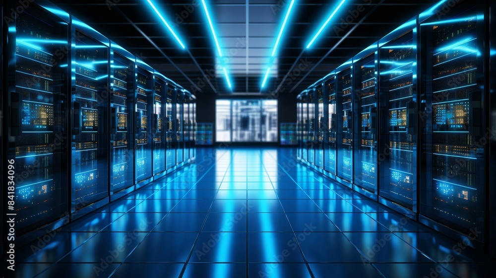 Poster server room or server computers with servers racks
