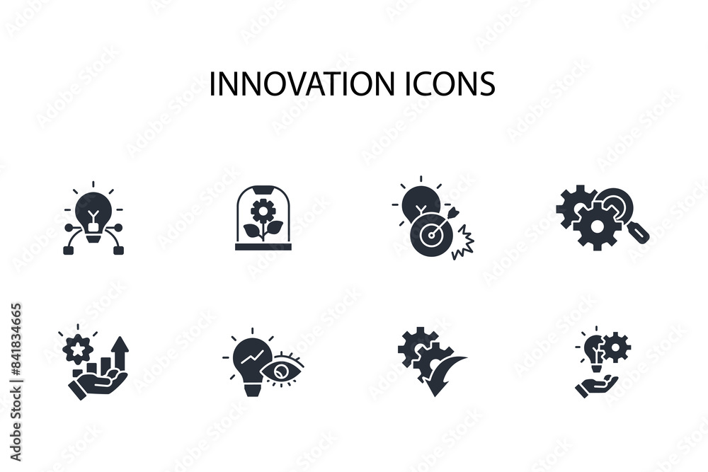 Poster innovation icon set.vector.editable stroke.linear style sign for use web design,logo.symbol illustra