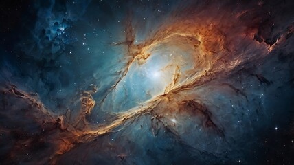Fantasy space illustration with planets and stars, unique astronomical abstract background wallpaper