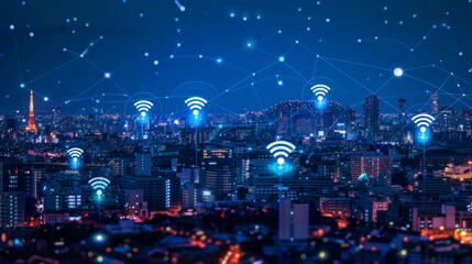 Obraz premium 5G, 6G, Big data wireless network, high speed internet, cloud computing or connect diagram technology, Data storage, service, synchronize, online, financial, Connectivity global, smart city, Gen AI