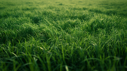 Obraz premium vast expanse of lush green grass. The grass appears uniform in color, with a slight variation in shades, suggesting the presence of sunlight and shadow.