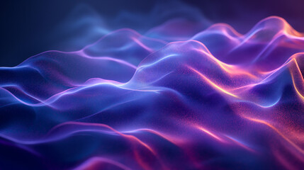 vibrant digital abstract artwork. It features flowing lines and curves, predominantly in shades of blue and purple, that seem to converge towards a central point