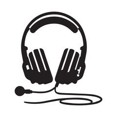 Gaming Headphone headset vector silhouette Black and White Stock Photos
