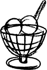 Ice cream Picnic doodle icon. Outdoor vector illustration. Hand drawn line art style. Sketch