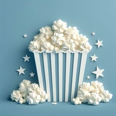 National popcorn day flat cloud neon light illustration, Generative Ai