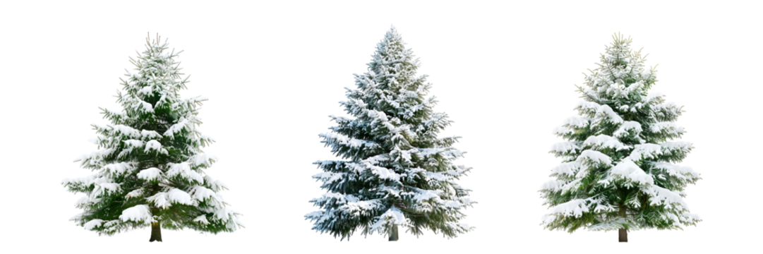 collection snow winter tree, christmas tree with snow