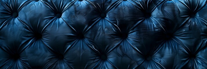 Fototapeta premium blue leather upholstered wall with a black background