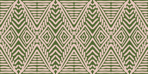 Hand drawn Batik seamless pattern. Geometric doodle abstract background, Ethnic wallpaper. Tribal  vector texture. Aztec style. Folk embroidery, Scandinavian art, African rug, tile design.
