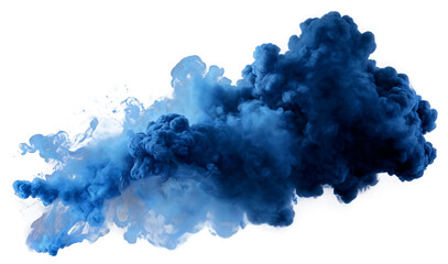 A blue smoke explosion border isolated on white background, PNG AI GENERATED