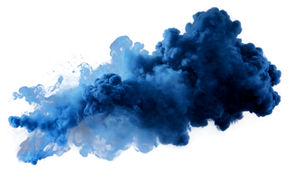 A blue smoke explosion border isolated on white background, PNG AI GENERATED