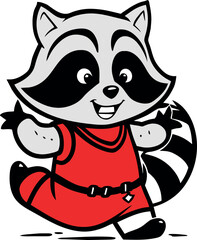 Cute raccoon playing silhouette Vector illustration sticker