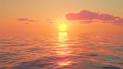 Reflection of the setting sun on the ocean horizon