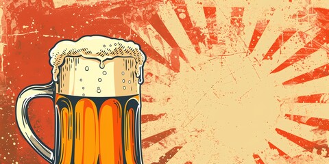 beer mug with red grungy background