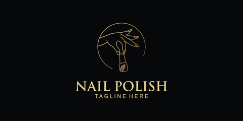 Creative nail polish studio logo design with modern concept, premium vector