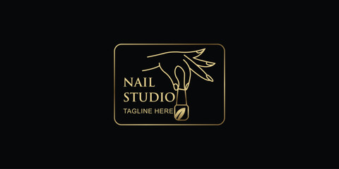 Creative nail polish studio logo design with modern concept, premium vector