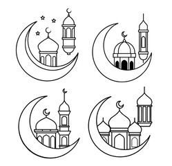 Moon and mosque eid mubarak s...