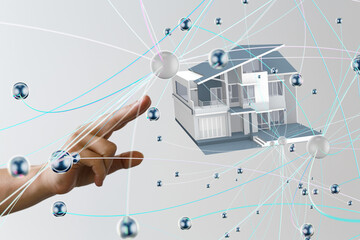 home choice Big data and artificial intelligence concept. Machine learning and cyber mind domination