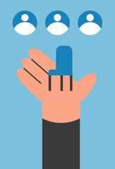 Hiring banner. HR looking for employees. Work searching. Flat vector illustration.