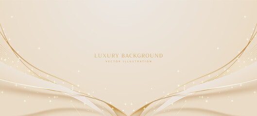Abstract luxury gold background. Modern golden line wave design template. Premium soft cream with elegant geometric banner vector illustration